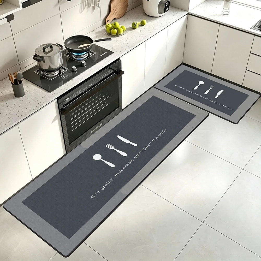 2 PCS Tapete de Cozinha Emborrachado - Resistente, Antiderrapante e Fácil de Limpar, 120x34cm + 60x34cm