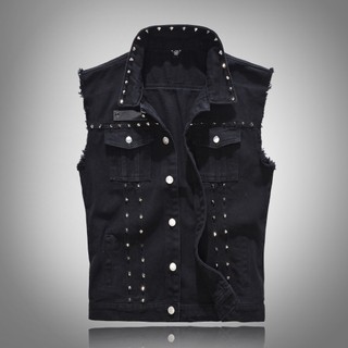 s-6xl Homem Fino denim Colete Lazer Rua Clipe Ombros casual