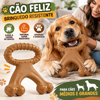 Brinquedo Mordedor Para Cachorro Nylon Resistente Osso Dental Interativo Cães Médios e Grandes Limpeza dos Dentes