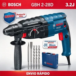Martelete Rompedor Bosch 1680W 3,2J SDS Plus Profissional para Reforma + Maleta + 5 Brocas + Cinzel