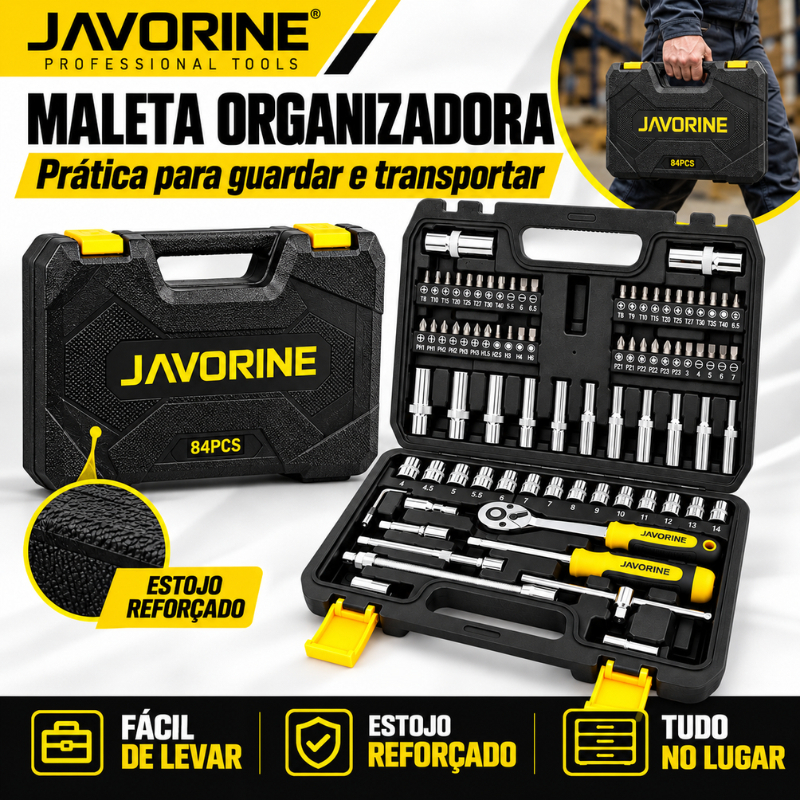 JAVORINE Kit De Ferramentas Profissionais 84 Pçs Maleta Chave de catraca Soquetes Longos Carro