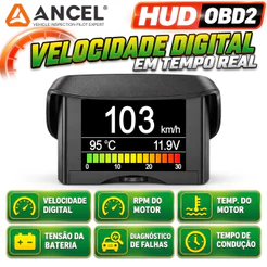 ANCEL A202 HUD Digital Automotivo OBD2 Velocímetro Digital RPM Temperatura do Motor Tensão da Bateria
