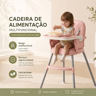 Cadeira de alimentação Bebê Infantil Portátil Dobrável Segura e Confortável para Refeições em