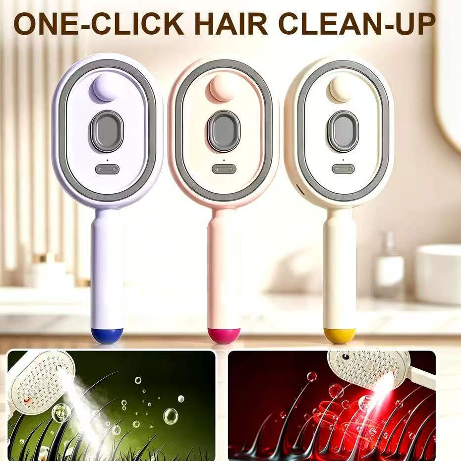 Escova De Cabelo Elétrica A Vapor 4 Em 1 , Alisador Recarregável Com Spray De Névoa , Almofada Desembaraçadora , Pente