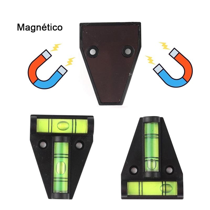 Mini nível magnético em forma de T/nível de conta de bolha doméstica/com furo de montagem