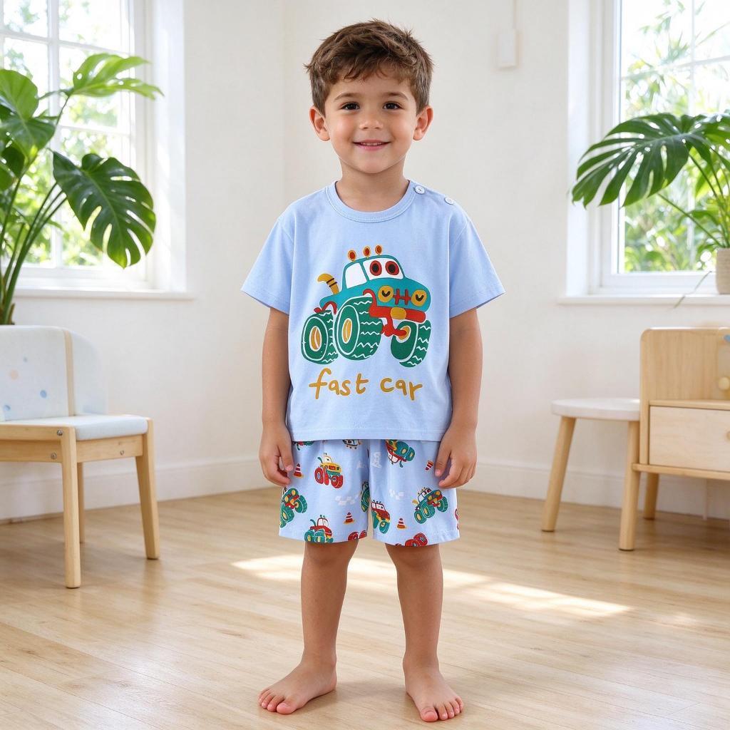 Crianças dos desenhos animados terno  manga curta puro algodão meninos meninas camiseta impressa roupas infantis Short