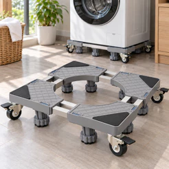 Suporte Para Geladeira / Maquina De Fogão Inox E Lavar Com 4 Rodinhas Base Móvel Flexível Carrinho