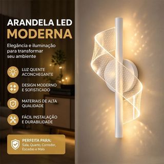 Arandela LED Design Espiral 3 Cores em 1 Luz Bivolt Fácil Instalação para Quarto Sala e Corredor