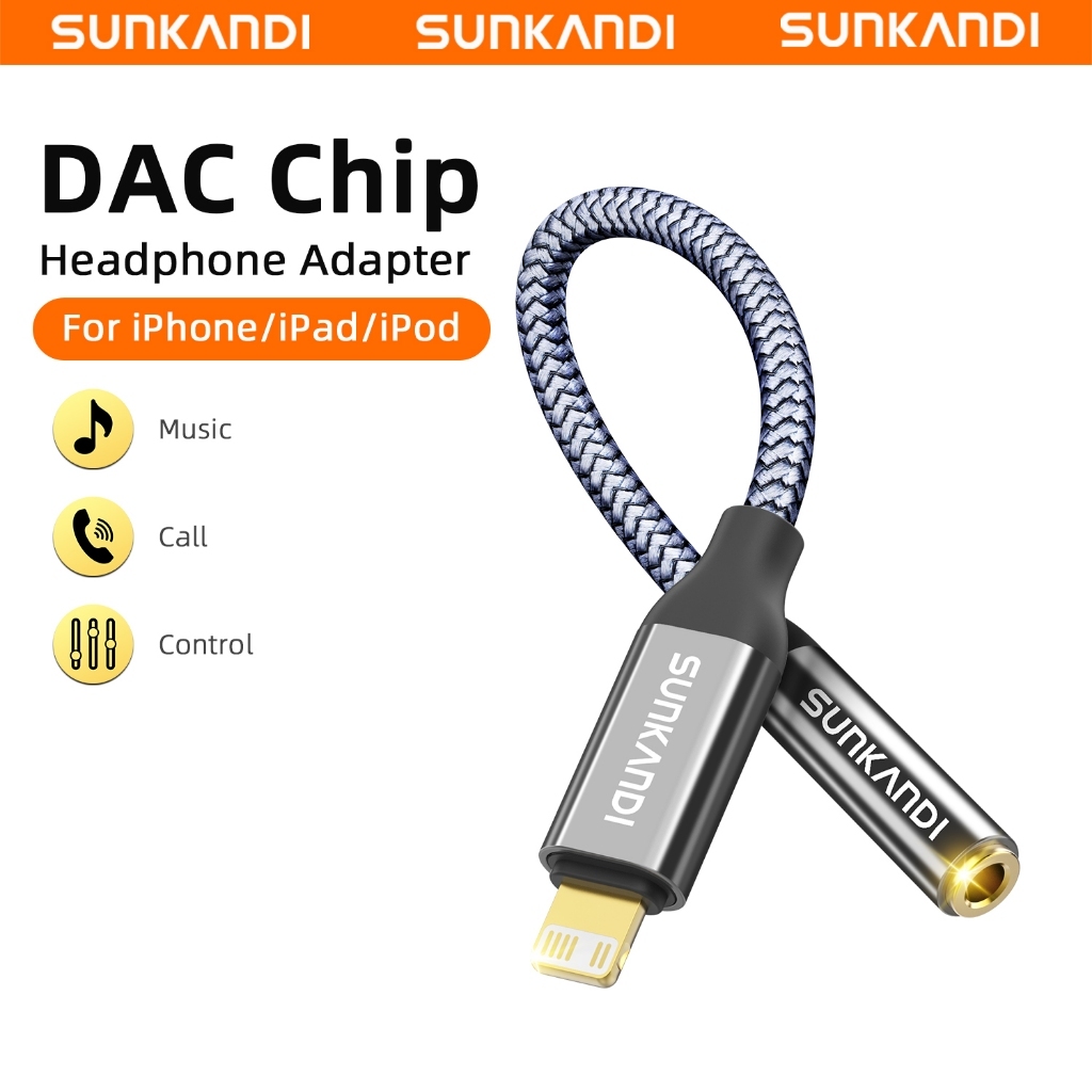 SUNKANDI Tipo C Para 3.5mm/L A 3.5mm Cabo De Fone De Ouvido Adaptador De Áudio Carry Chip DAC Xiaomi IP Samsung