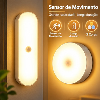 Lâmpada Automática Sem Fio Recarregável LED Com Sensor De Movimento Para Armário Doméstico