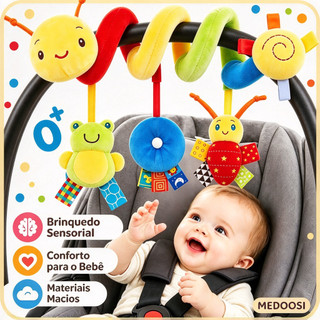 Móbile Centopeia Espiral Bebê Carrinho Berço Chocalho - Brinquedo Pelúcia Bebê Conforto