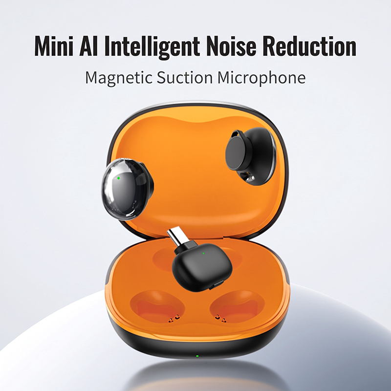 Microfone De Lapela Sem Fio AI , Com Cancelamento De Ruído 48kHz , 24 Bits , Mini Magnético Tipo-C