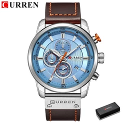 Relógio Cronógrafo Original CURREN Multifuncional De Couro Correia Casual Para Negócios Quartzo Esportivo À Prova D'água Com Caixa CR91L