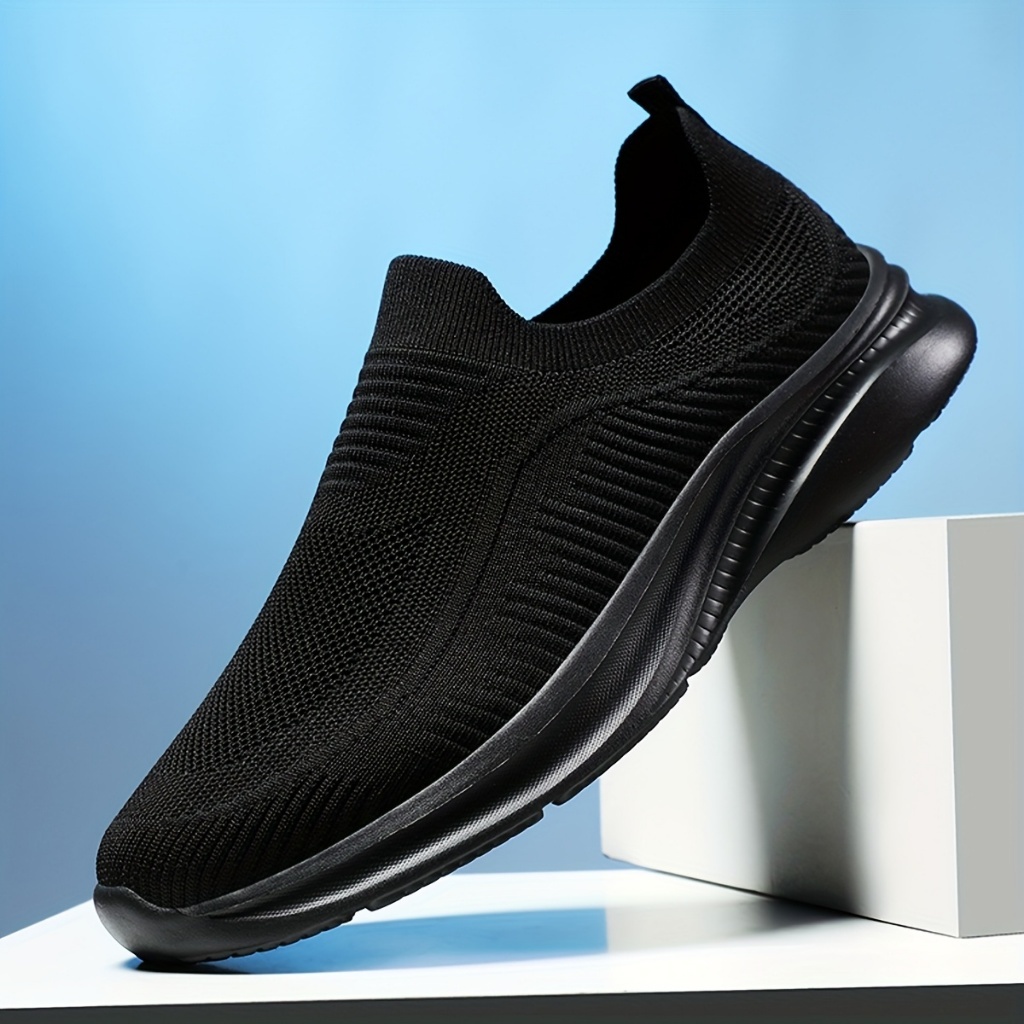 Tênis De Malha Masculino Slip-On Leve Respirável Sapatos De Caminhada Macio Sola EVA Antiderrapante Confortável Mocassin