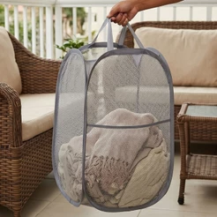 Cesto Tecido grande de Roupas Organizador Dobrável Multiuso Brinquedo Lavanderia Banheiro