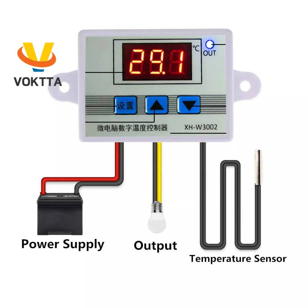 VOKTTA 12V 24V 110V 220V Profissional W3002 Controlador Digital LED De Temperatura 10A Regulador Termostato XH-3002