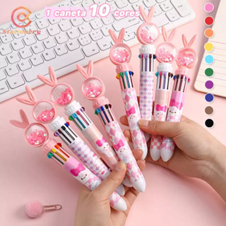10 Cores Criativa Dos Desenhos Animados Silicone Caneta Esferográfica Em Um Material De Estudante Bonito Multicolor