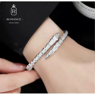 【159】Pulseira de cristal de cobra nova moda personalidade cobra pulseira feminina simples design de luxo prata pulseira aberta moda pulseira