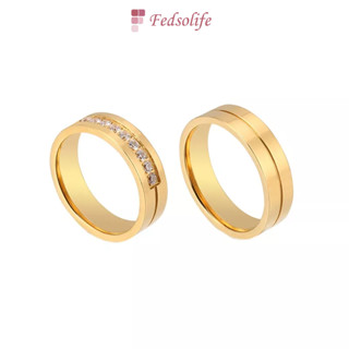 Anel de Casal Fedsolife Anel de Aço Titânio Anel de Diamante Anel de Zircônio