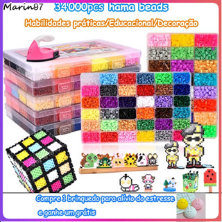 34000peças 2.6mm Perler Hama Beads/Artesanato Infantil/Melhora A Concentração Lele Beans/Brinquedos Educativo Feijão Mágico Criativo Para Crianças/Presentes De Aniversário 24Cores/Jóias Manual Do Jogo Crianças Art Craft