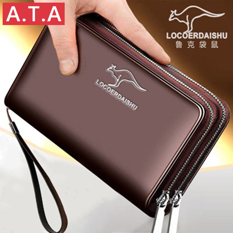 A.T.A Carteira Masculina Longa com Bolso para Celular, Clutch Múltiplos Espaços para Cartões e Zíper em Oferta na Shopee