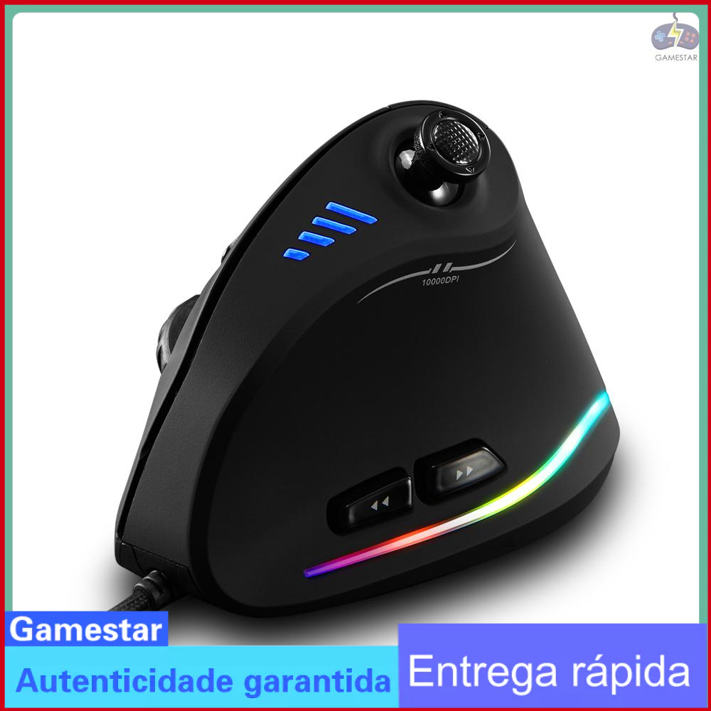 Gr Zelotes C-18 Vertical Wired Gaming Mouse 11 Programmable Buttons Adjustable 10000DPI Laser Engine RGB Light Belt 128KB On-board Memory