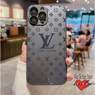 Caixa De Luxo LV De Vidro iPhone | AG Capa De Celular Silicone De Vidro Fosco Para iPhone 14 13 12 11 15 Pro Max Com Telefone Proteção Da Lente Padrão LV Em Relevo