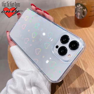 Capa De Celular Holográfica De Coração Para IPhone 15 Pro Max 14 Pro Max 11 Pro Max/13/12 XR/XS X 13Mini Estojo protetor a Laser transparente