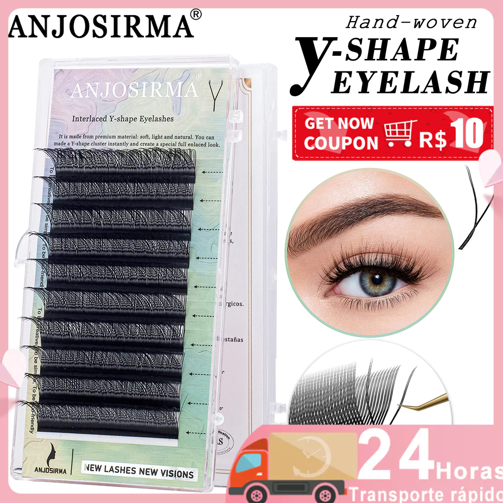 ANJOSIRMA YY Shape 2D Cílios 0.05/0.07 Faux Mink C/D 8-15mm Natural Brasileiros Macios De Volume Pré-Fabricado Ventiladores