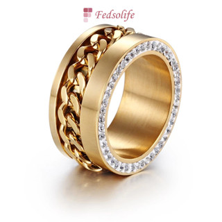 Fedsolife Aliança De Anel feminino de Aço Inoxidável Fashionable Anel Atmosférico Homem Atmosférico Mulher Anel de Luxo Diamante Completo