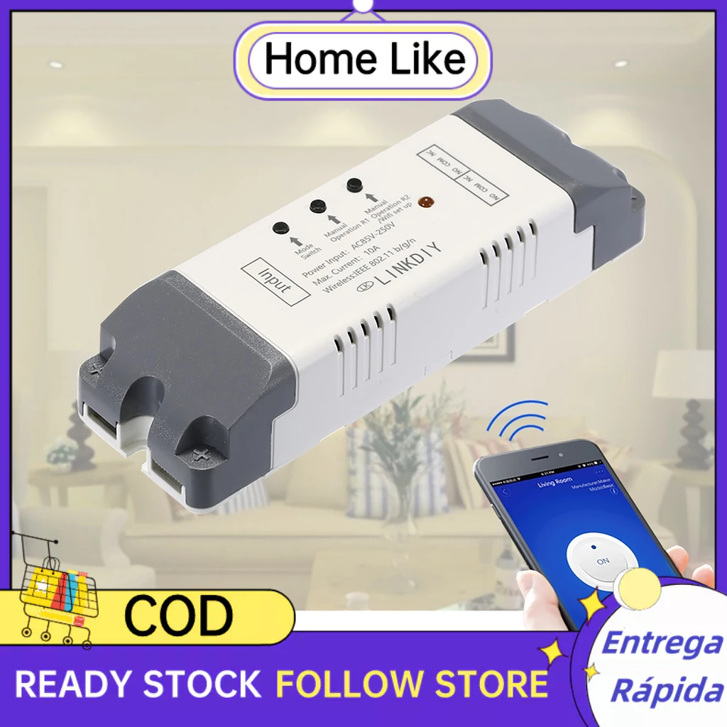 Promotion HL eWeLink Smart Wifi Switch Universal Module 2CH AC85-250V Comutador Sem Fio APP Controle Remoto Do Telefone Compatível Com O " Amazon " Alexa Google Home Voice Control Para Casa Inteligente