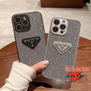 Prada 3D capa de celuar de Anti-Impacto com Glitter Diamante Bling Adequado Para capinha iPhone 11 12 13 14 15 Pro Max Moda de Luxo à prova de choque Brilhante capinha celular