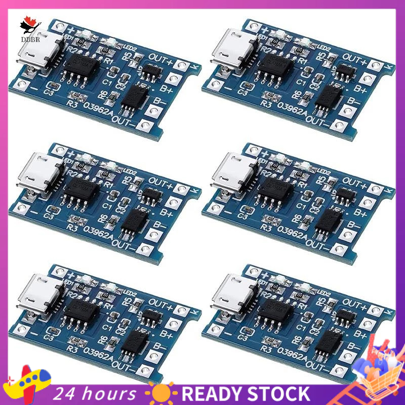 6PCS Para TP4056 Módulo De Carregamento Com Proteção De Bateria 18650 BMS 5V Micro-USB 1A Placa 18650