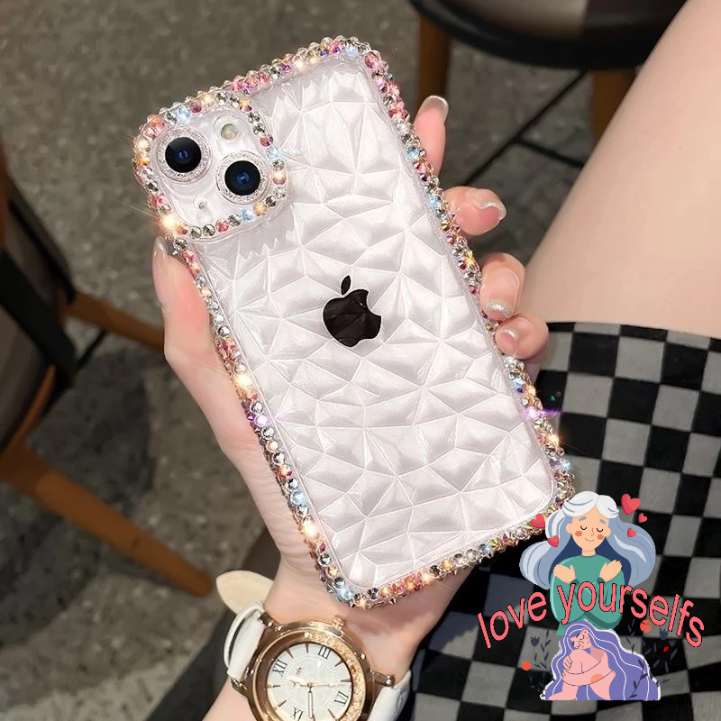 capa de celular nova com luxo 3D Glitter Diamante capinha iPhone 16 13 12 11 14 15 Pro Max padrão de diamante 3d Brilhante Flexível à prova de choque case