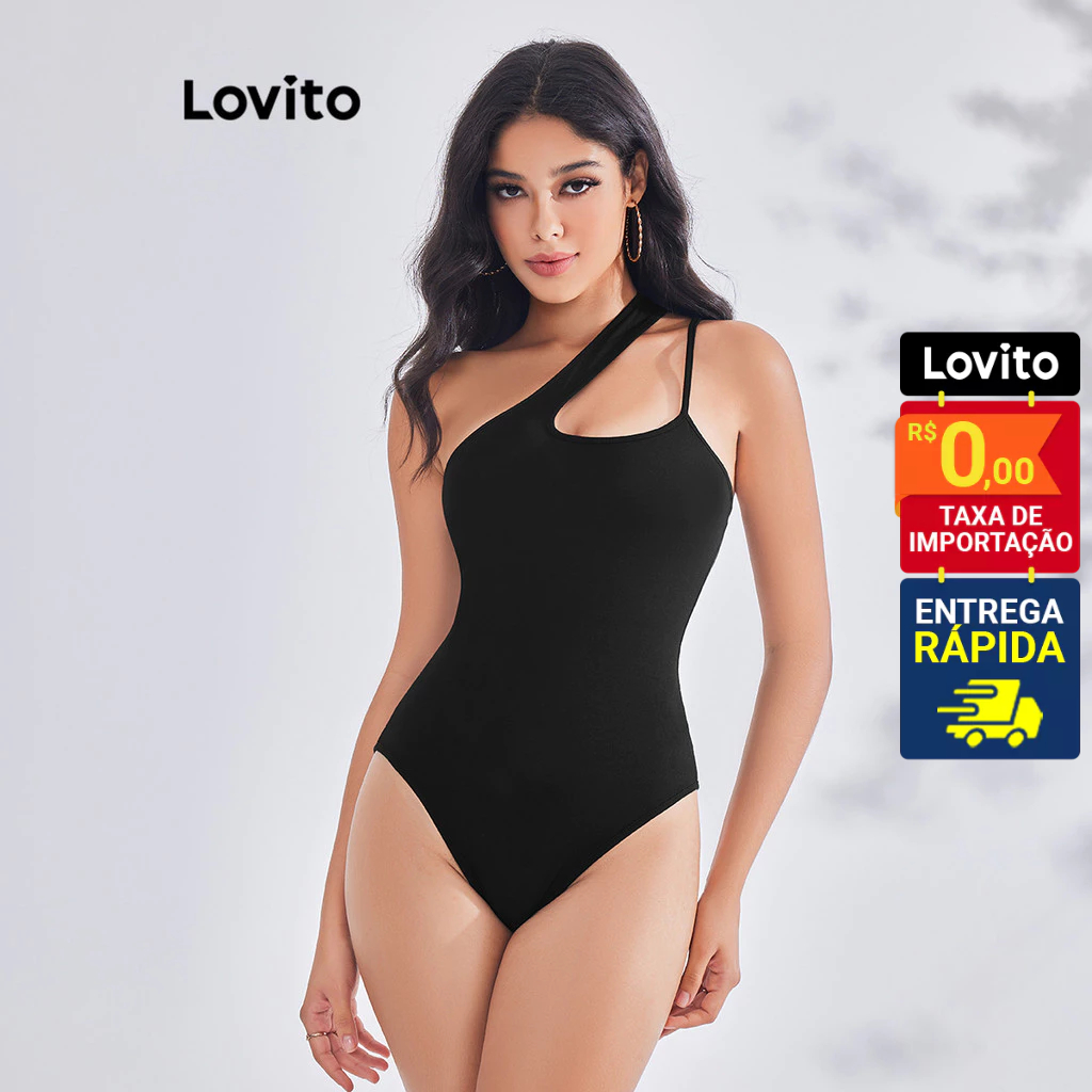 Lovito Body Casual com Recorte para Mulheres LBE03083