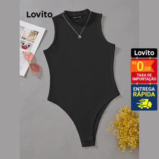 Lovito Body Feminino Gola Halter Sem Mangas Liso Básico LNE31011 em Oferta na Shopee