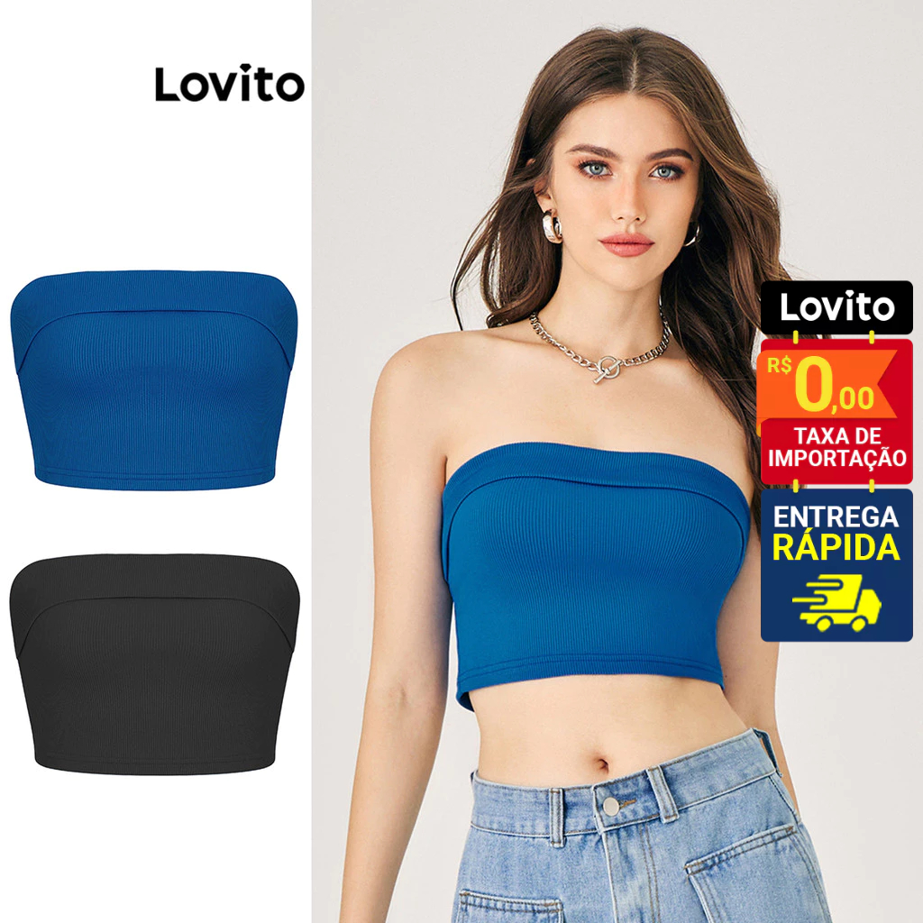 Lovito Top Faixa Feminino Canelado L47ED007 - Women Clothes