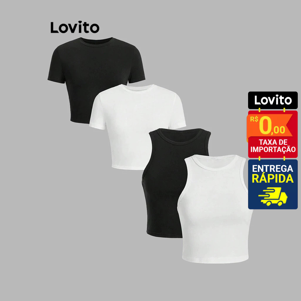 Lovito Casual Regata Crop para Mulheres L80ED368