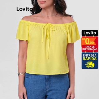 Lovito Blusa Lisa Casual para Mulheres LB247BRL276 em Oferta na Shopee
