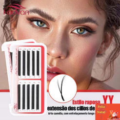 FADVAN Cílios Fox YY 3DW 4DW 5DW Falso Mink Preto Natural Brasileiro Macio De Volume Pré-Fabricados