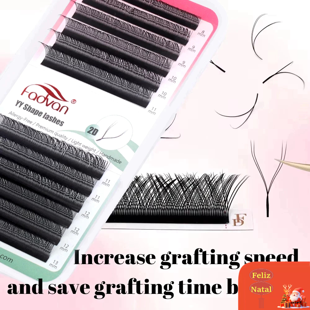 Fadvan YY 8 Ao 13mm Forma Preto Marrom Cílios Extensões Dois Ponta Cílios C/D mix em Oferta na Shopee