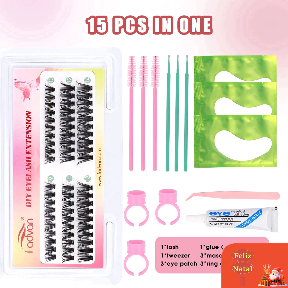 FADVAN 15PCS Conjunto De Extensão De Cílios Derretido Enxerto Falsos Cluster Pestanas Naturais em Oferta na Shopee