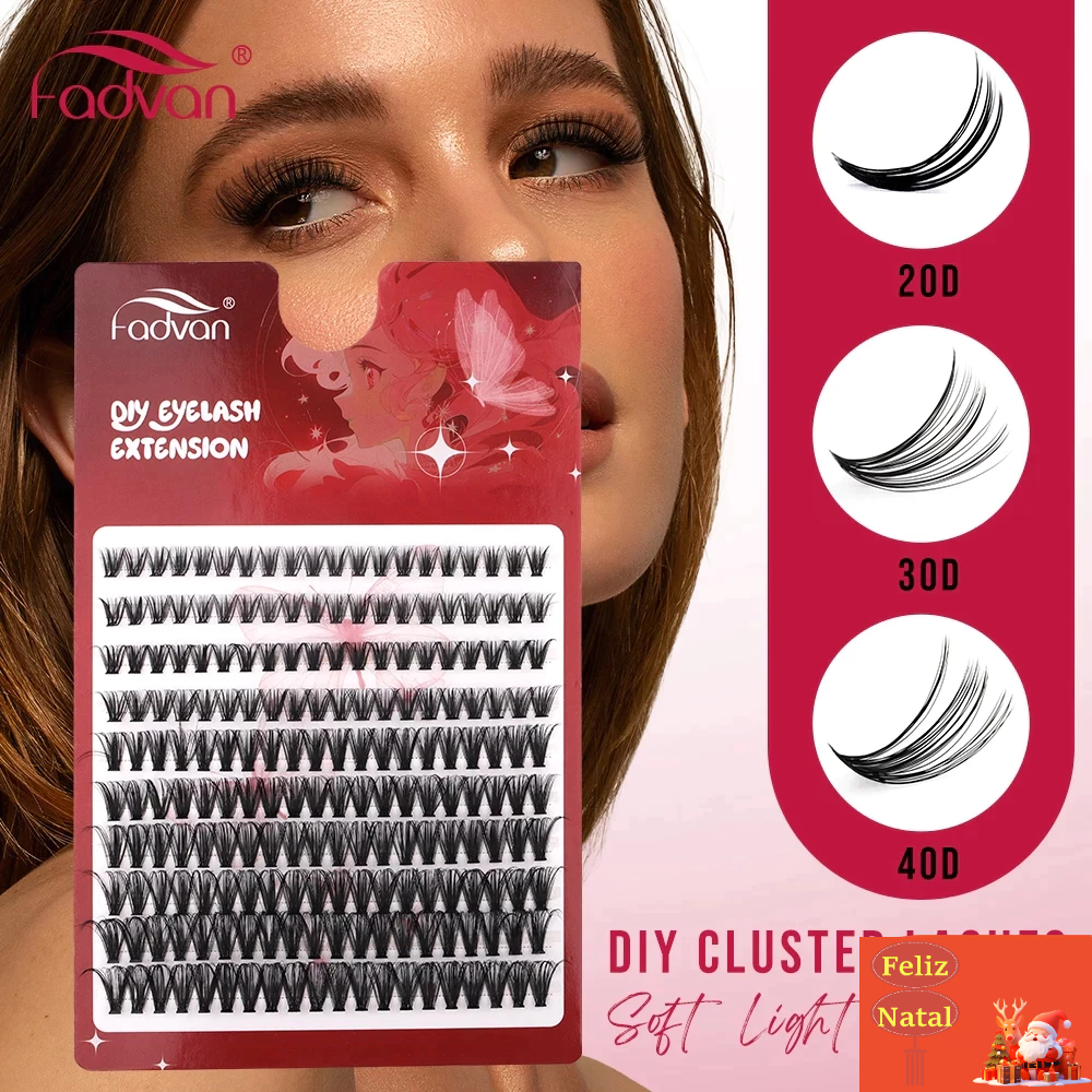 FADVAN DIY 200pcs Aglomerados De Pestanas Extensões , 8-16mm Mix 20D 30D 40D 50D 60D 80D Individuais De Cachos