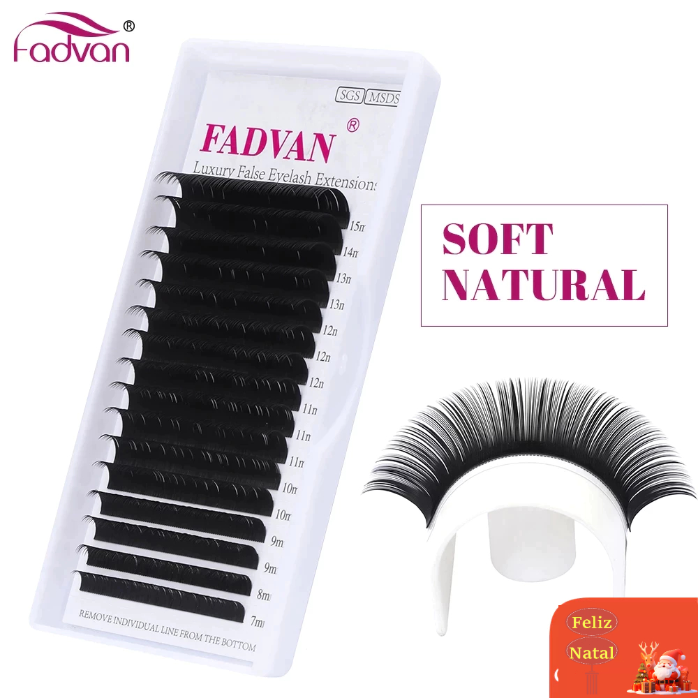 Fadvan 16 Linhas Extensões Clássicas De Cílios C/D Curl Natural Faux Mink Lashes Individuais