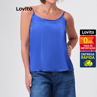 Lovito Regata Feminina Casual Alcinha Fina de Cetim  LB274BRL303 em Oferta na Shopee