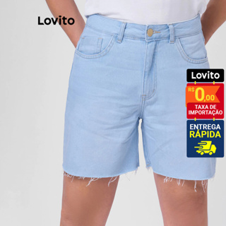 Lovito Bermuda Jeans Feminina Básica LB157BRL186 em Oferta na Shopee