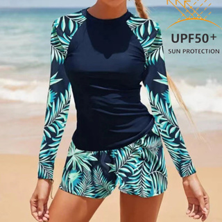Swimsuit 2025 Maiô feminino europeu e americano Surf Maiô europeu e americano de manga comprida com barriga coberta em Oferta na Shopee