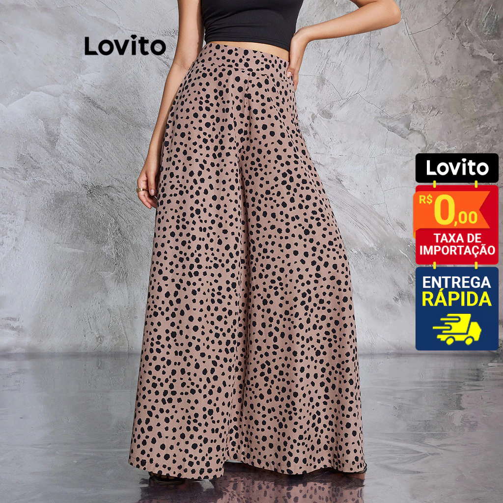 Lovito Calça Feminina Pantalona Estampa Animal Print LBE02036