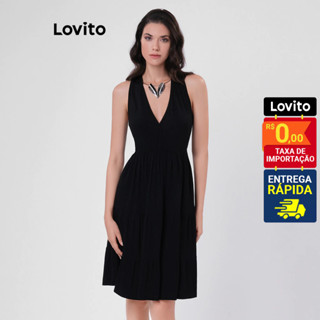 Lovito Vestido Casual Simples com Cadarço para Mulheres LB43BRL072 em Oferta na Shopee