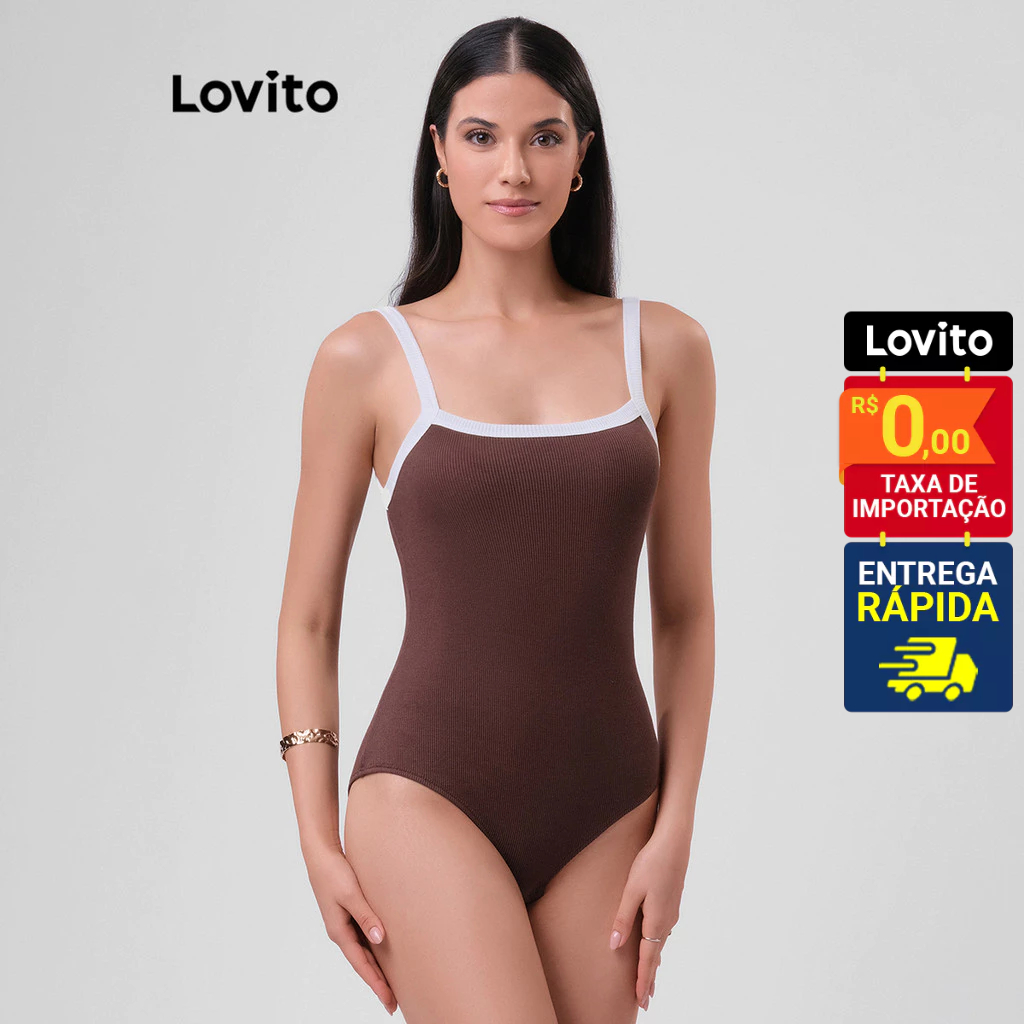 Lovito Body Feminino Casual com Contraste na Alça Básico  LB62BRL091